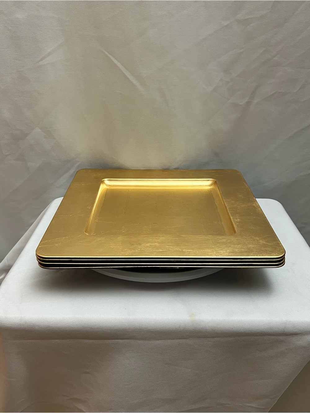World Market Gold Square Charger Plates Set of 4 13” Holiday Table Decor